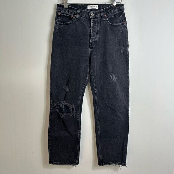 Abercrombie & fitch the dad high rise black Jean size 28 - Picture 3 of 7